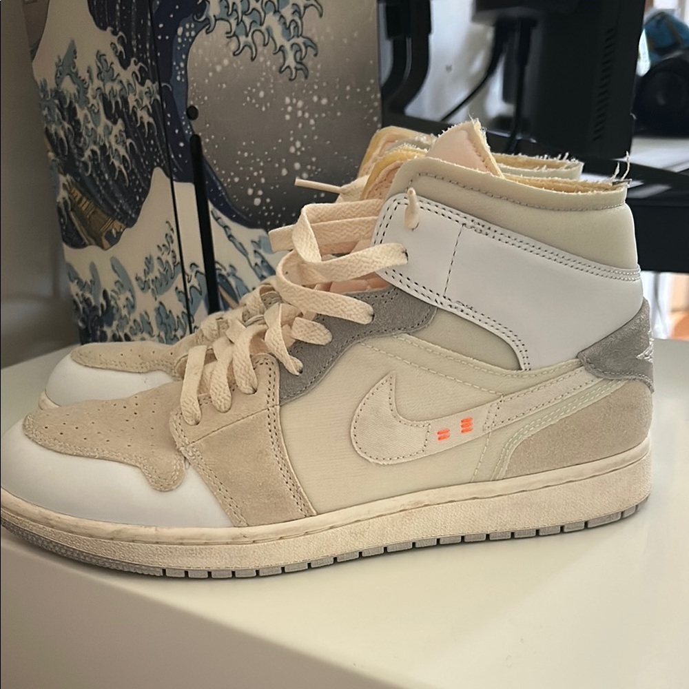 Nike High-Top Sneakers in White and Tan
